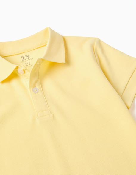 Polo en coton piqué à manches courtes Blanc+Bleu clair+Bleu foncé+Jaune clair+Orange sombre+Vert foncé 15 - vertbaudet enfant 