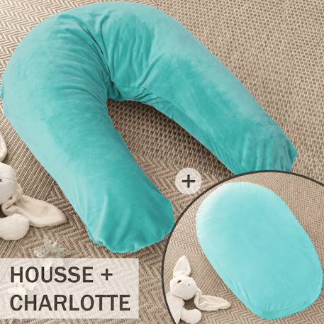 Pack coussin de maternité xxl - idéal grossesse, allaitement et pouf pour enfant Bleu 1 - vertbaudet enfant 