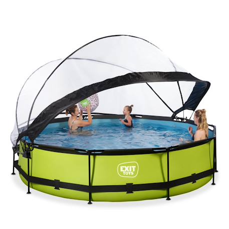 Piscine couverte wood ø360x76cm avec pompe filtrante Gris+Gris clair+Marron+Vert 24 - vertbaudet enfant 