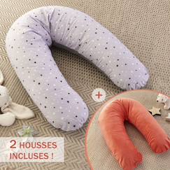 Puériculture-Pack coussin de maternité xxl - 2 housses : étoile & corail - grossesse, maternité et allaitement
