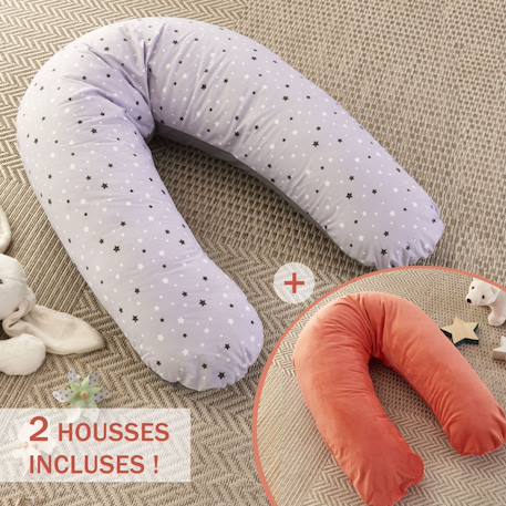 Pack coussin de maternité xxl - 2 housses : étoile & corail - grossesse, maternité et allaitement Rose 1 - vertbaudet enfant 