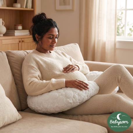 Babysom - coussin de maternité 3 en 1 : grossesse, allaitement et repos bébé - housse motif blanc galet - xxl Blanc 3 - vertbaudet enfant 