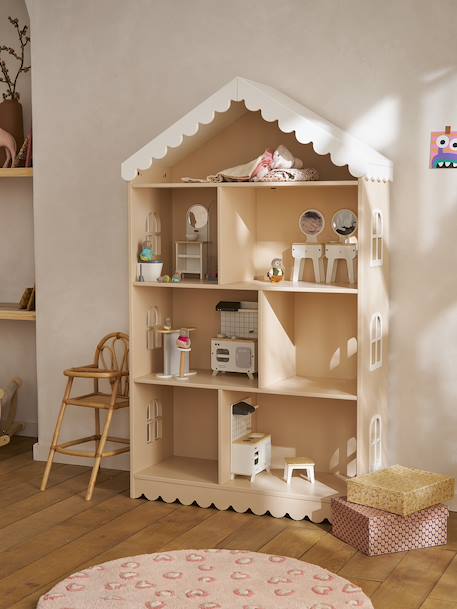 Bibliothèque enfant feston bois maison rose 2 - vertbaudet enfant 
