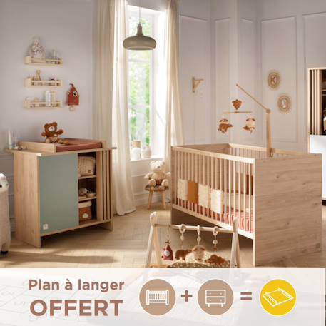 Chambre bébé, lit évolutif et commode à langer avec claustra - tokyo Blanc/marron+Rouge/marron+Vert/marron 13 - vertbaudet enfant 
