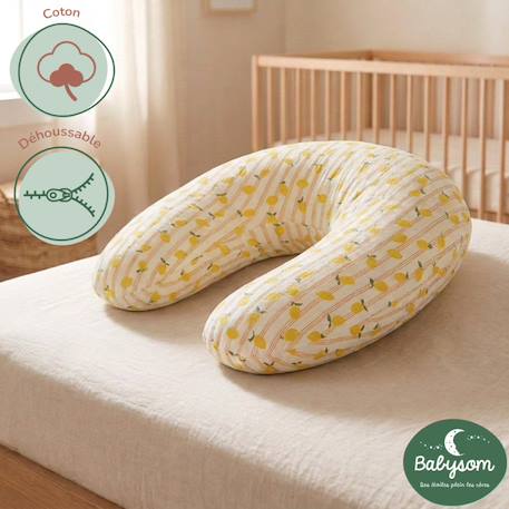 Pack coussin de maternité xxl - 2 housses (citron & velours) + charlotte - grossesse et allaitement Jaune 3 - vertbaudet enfant 