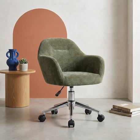 Chaise de bureau enfant à roulettes ajustable tissu chenille - stan kid Beige+Kaki 7 - vertbaudet enfant 