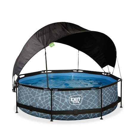 Piscine ø300x76cm avec voile d'ombrage et pompe filtrante Gris 2 - vertbaudet enfant 