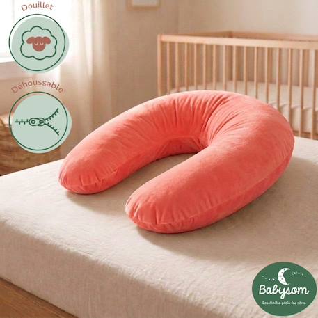 Pack coussin de maternité xxl - housses (corail & velours) + charlotte - grossesse et allaitement Rose 4 - vertbaudet enfant 