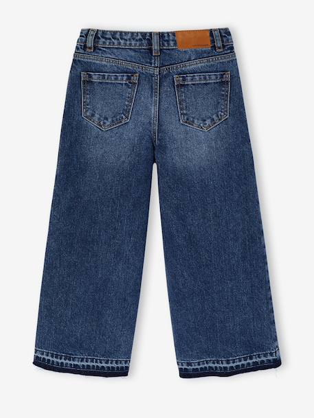 Jean fille large bas effiloché bleu foncé+denim bleached+gris+stone 2 - vertbaudet enfant 