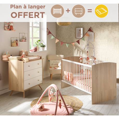 Chambre bébé, lit évolutif et commode à langer - access Blanc/marron+Marron 1 - vertbaudet enfant 