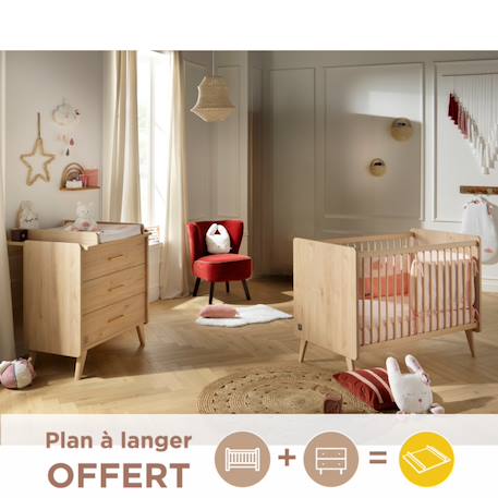 Chambre bébé complète, lit bébé et commode à langer - arty Marron 1 - vertbaudet enfant 