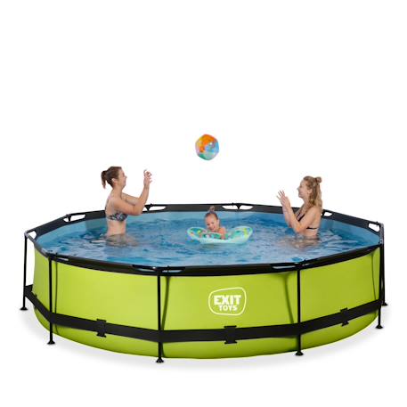 Piscine wood ø360x76cm avec pompe filtrante Gris clair+Vert 7 - vertbaudet enfant 