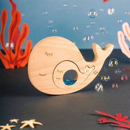 Jouet sensoriel puzzle en bois baleine Bleu 4 - vertbaudet enfant 