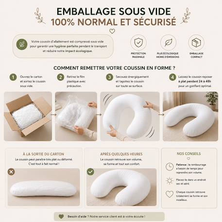 Babysom - coussin de maternité 3 en 1 : grossesse, allaitement et repos bébé - housse motif blanc galet - xxl Blanc 6 - vertbaudet enfant 