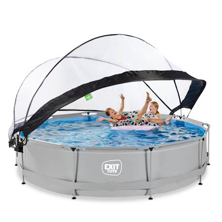 Piscine couverte wood ø360x76cm avec pompe filtrante Gris+Gris clair+Marron+Vert 12 - vertbaudet enfant 