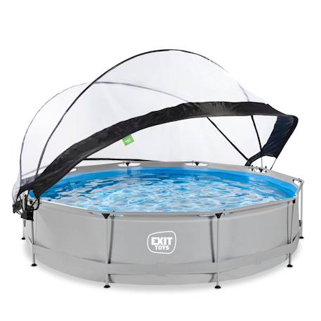 Piscine couverte wood ø360x76cm avec pompe filtrante Gris+Gris clair+Marron+Vert 8 - vertbaudet enfant 
