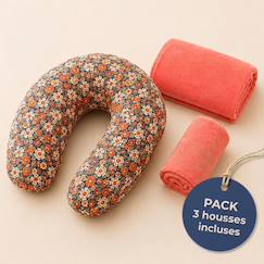Puériculture-Pack coussin de maternité xxl - housses (corail & velours) + charlotte - grossesse et allaitement