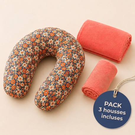 Pack coussin de maternité xxl - housses (corail & velours) + charlotte - grossesse et allaitement Rose 1 - vertbaudet enfant 