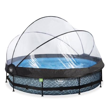 Piscine couverte wood ø360x76cm avec pompe filtrante Gris+Gris clair+Marron+Vert 1 - vertbaudet enfant 