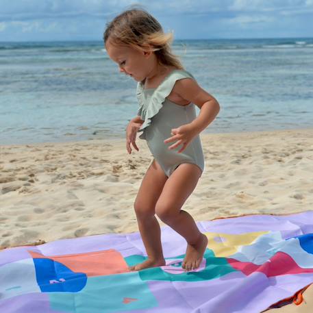 Serviette de plage 2 en 1 jeu d'équilibre (180 x 180 cm) Bleu, orange, blanc+Multicolore+Vert d'eau, bleu, blanc+Violet, blanc, jaune 21 - vertbaudet enfant 