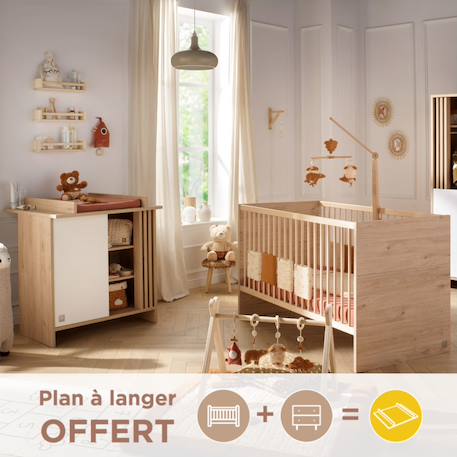 Chambre bébé, lit évolutif et commode à langer avec claustra - tokyo Blanc/marron+Rouge/marron+Vert/marron 1 - vertbaudet enfant 