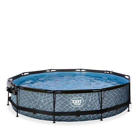 Piscine couverte wood ø360x76cm avec pompe filtrante Gris+Gris clair+Marron+Vert 3 - vertbaudet enfant 