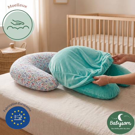 Pack coussin de maternité xxl - 2 housses (bleue & velours) + charlotte - grossesse et allaitement Bleu 5 - vertbaudet enfant 