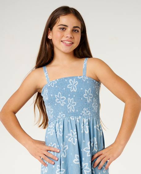 Robe tropical dawn maxi dress fille Washed blue 6 - vertbaudet enfant 