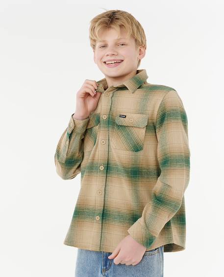 Chemise manches longues en flanelle count enfant Khaki rock 4 - vertbaudet enfant 