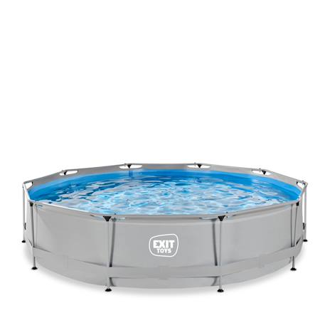 Piscine wood ø360x76cm avec pompe filtrante Gris clair+Vert 2 - vertbaudet enfant 