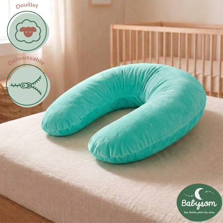 Pack coussin de maternité xxl - 2 housses (bleue & velours) + charlotte - grossesse et allaitement Bleu 4 - vertbaudet enfant 