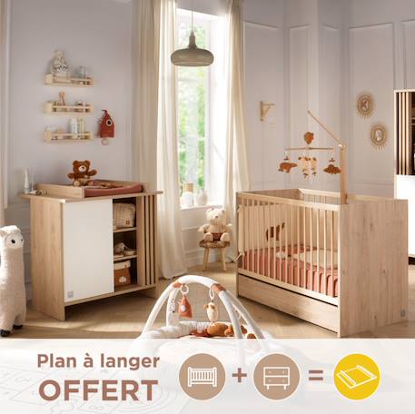 Chambre bébé complète, lit bébé et commode à langer avec claustra - tokyo Blanc/marron+Rouge/marron+Vert/marron 1 - vertbaudet enfant 