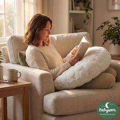 Puériculture-Babysom - coussin de maternité 3 en 1 : grossesse, allaitement et repos bébé - housse motif blanc galet - xxl