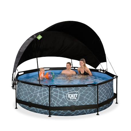 Piscine ø300x76cm avec voile d'ombrage et pompe filtrante Gris 6 - vertbaudet enfant 