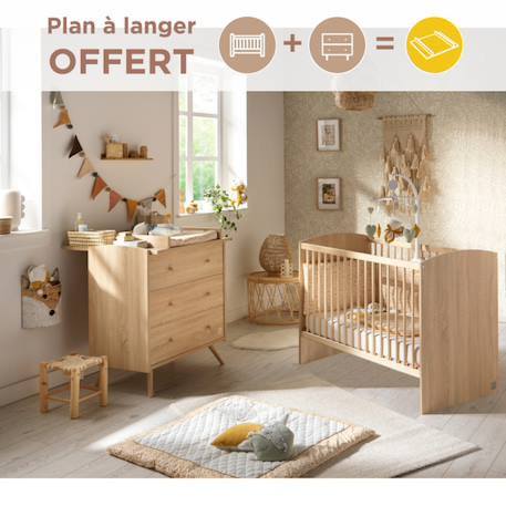 Chambre bébé complète, lit et commode à langer - access Blanc/marron+Marron 7 - vertbaudet enfant 