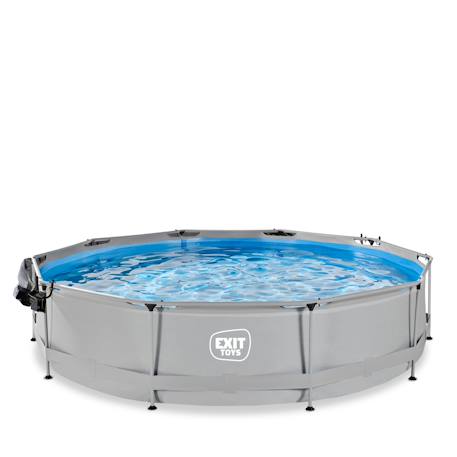 Piscine couverte wood ø360x76cm avec pompe filtrante Gris+Gris clair+Marron+Vert 9 - vertbaudet enfant 