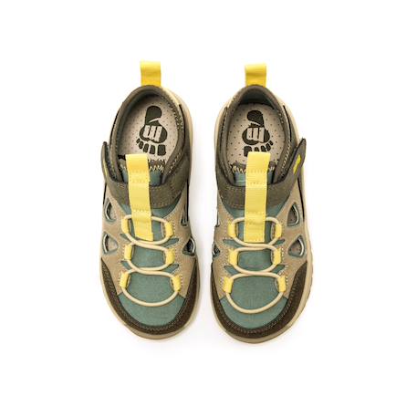 Sandales garçon fermeture adhésive barefoot Bleu marine+Kaky 7 - vertbaudet enfant 