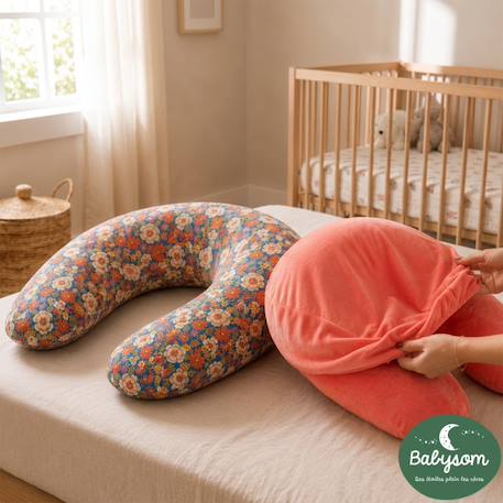 Pack coussin de maternité xxl - housses (corail & velours) + charlotte - grossesse et allaitement Rose 5 - vertbaudet enfant 