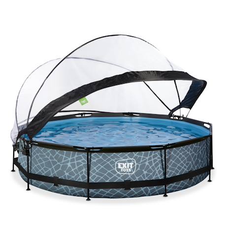 Piscine couverte wood ø360x76cm avec pompe filtrante Gris+Gris clair+Marron+Vert 2 - vertbaudet enfant 