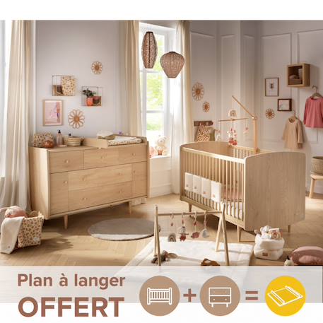 Chambre bébé évolutive, lit 140x70 évolutif et commode à langer - my love Marron 1 - vertbaudet enfant 