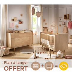 Chambre et rangement-Chambre-Chambre bébé évolutive my love, lit 140x70 évolutif et commode à langer - my love