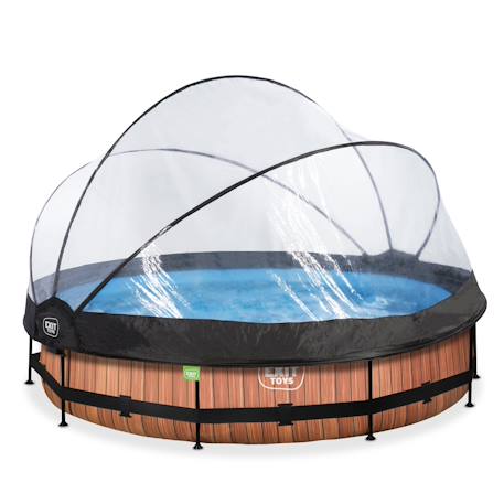 Piscine couverte wood ø360x76cm avec pompe filtrante Gris+Gris clair+Marron+Vert 13 - vertbaudet enfant 