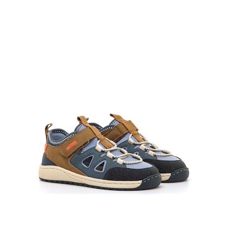Sandales garçon fermeture adhésive barefoot Bleu marine+Kaky 4 - vertbaudet enfant 