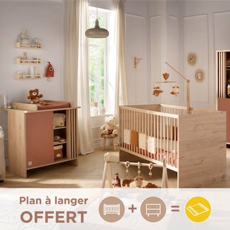 Chambre bébé, lit évolutif et commode à langer avec claustra - tokyo Blanc/marron+Rouge/marron+Vert/marron 7 - vertbaudet enfant 