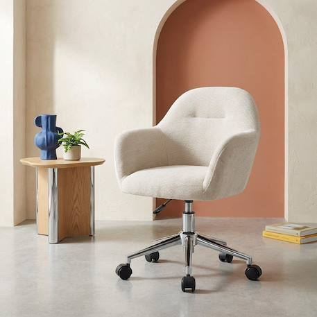 Chaise de bureau enfant à roulettes ajustable tissu chenille - stan kid Beige+Kaki 1 - vertbaudet enfant 
