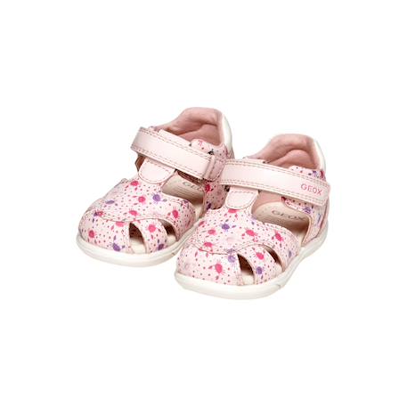 Sandales en cuir  à scratch Rose clair   blanc 4 - vertbaudet enfant 