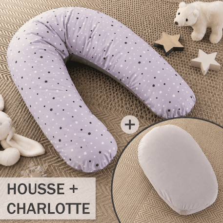 Pack coussin de maternité xxl - grossesse, allaitement et pouf enfant Gris 1 - vertbaudet enfant 