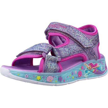 Sandales enfant fille en textile légère confortable Bleu+Bleu blmt+Violet lvmt 16 - vertbaudet enfant 