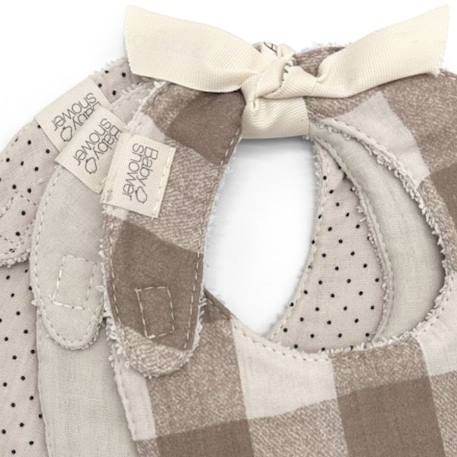 Lot de 3 bavoirs en coton Beige, marron 2 - vertbaudet enfant 