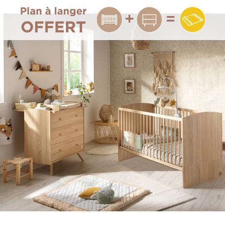 Chambre bébé, lit évolutif et commode à langer - access Blanc/marron+Marron 7 - vertbaudet enfant 